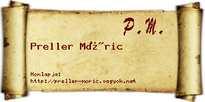 Preller Móric névjegykártya